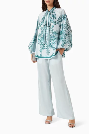 Olivine Printed Top & Pants Set in Satin-twill