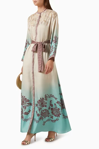 Zetta Belted Maxi Dress in Satin-twill