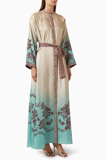 Zetta Belted Maxi Dress in Satin-twill