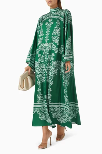 Olia Printed Maxi Dress in Satin-twill