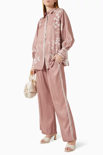 Sorbetto Top & Pants Set in Satin-twill