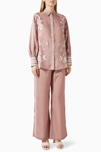 Sorbetto Top & Pants Set in Satin-twill