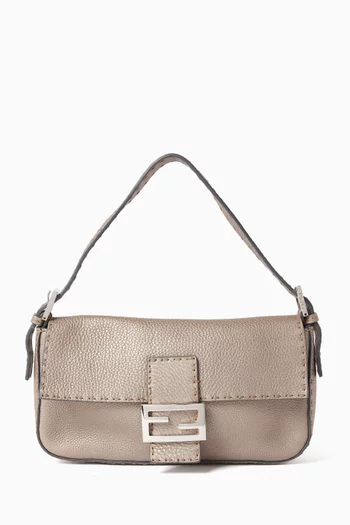 Selleria Baguette Shoulder Bag in Metallic Leather