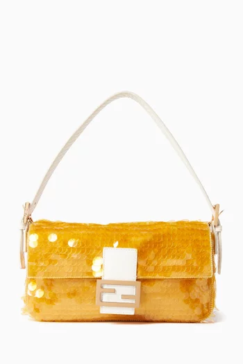 2022 Baguette Shoulder Bag in Sequin & Leather