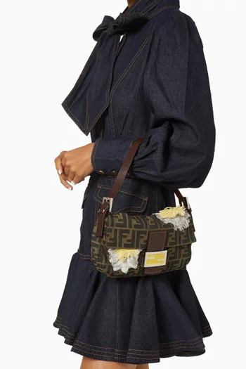 2000s Mesh Flower Baguette Bag in Zucca Canvas