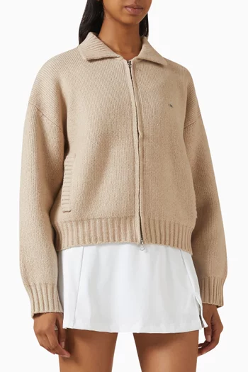 Collar Bomber Jacket in Knit