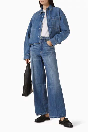 Foldline Wide-leg Jeans in Denim