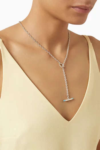 Turquoise Stone Toggle Necklace in Sterling Silver