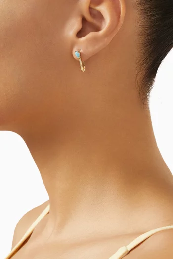 Mini Gemstone & Diamond Single Earring in 14kt Gold