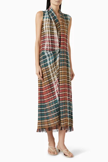 Rainbow Weaved Vest Midi Dress in Cotton