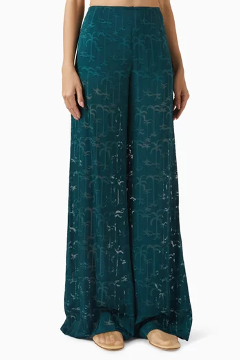 Wide-leg Pants in Silk-twill