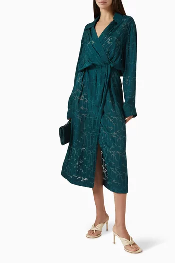 Trench Inspired Midi Dress in Silk-twill