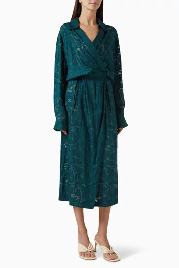 Trench Inspired Midi Dress in Silk-twill