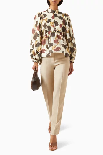 بلوزة بياقة عالية مزيج فيسكوز