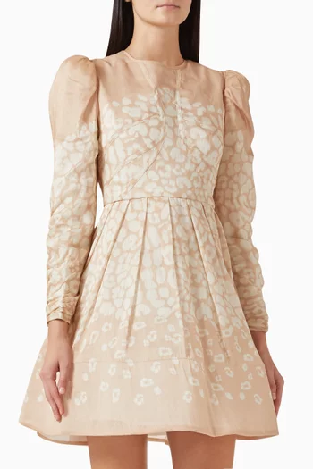 فستان ليوني قصير مزيج حرير