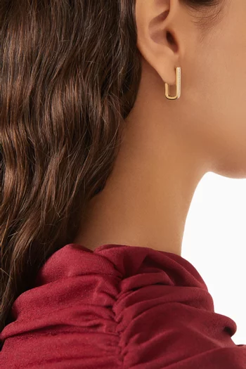 Pave Edged Rectangle Hoop Earrings in 14kt Gold Vermeil