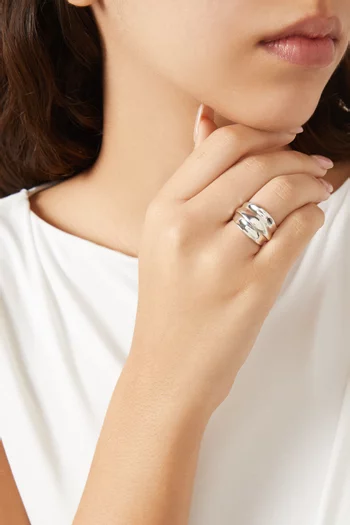 خاتم بتصميم مموج فضة إسترلينية