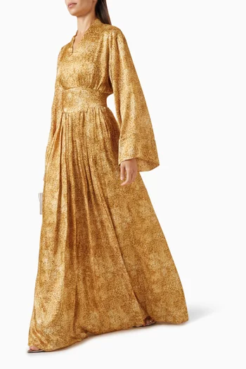 فستان ميرا طويل مزين بنقشة