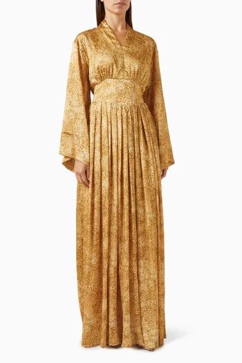 فستان ميرا طويل مزين بنقشة