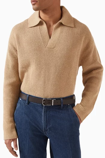 حزام بوجهين وإبزيم جلد