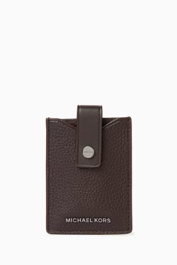 Hudson Snap Card Case in Pebbled Leather