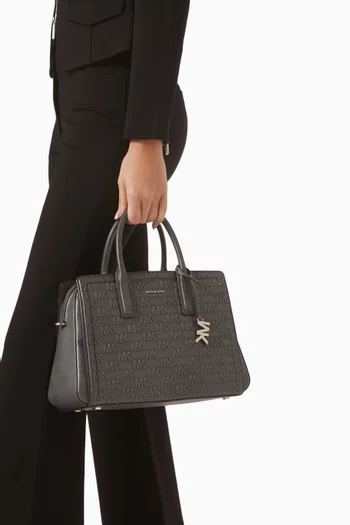 Medium Laila Embossed Satchel Bag in Leather