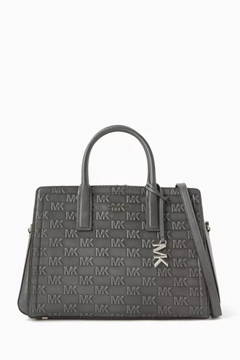 Medium Laila Embossed Satchel Bag in Leather