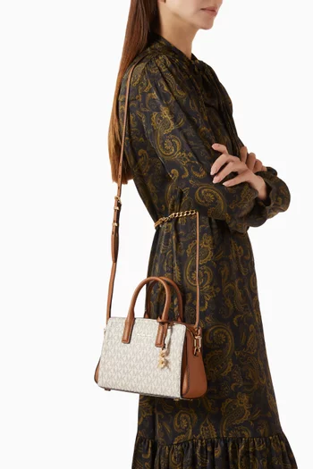 Small Laila Tote Bag in Signature Logo Canvas