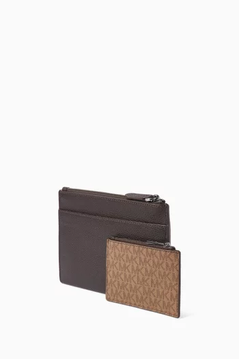 Hudson Logo Pouch Set in Pebbled Leather