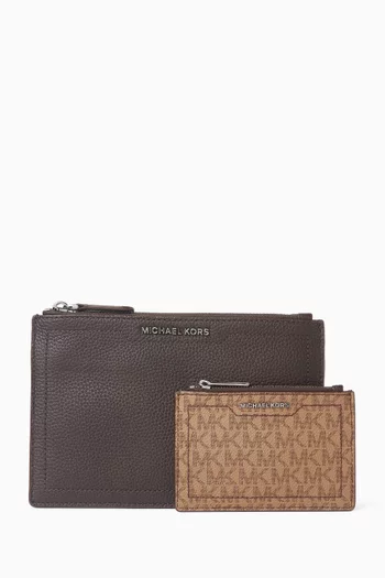 Hudson Logo Pouch Set in Pebbled Leather