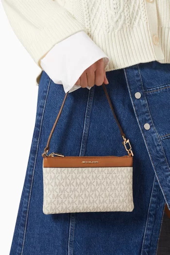 Jet Set Medium Wristlet Bag in Signature Logo Canvas