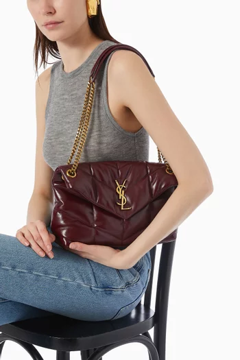 Small Puffer Shoulder Bag in Shiny Leather