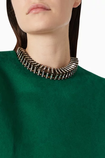 قلادة بتصميم هرمي مرصعة بالكريستال نحاس بلون ذهبي