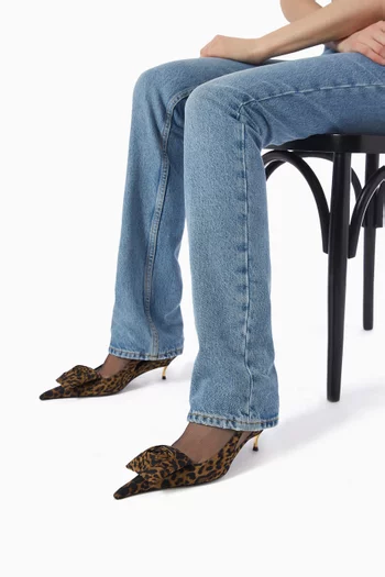 Dakota 50 Leopard-print Slingback Pumps in Silk Muslin