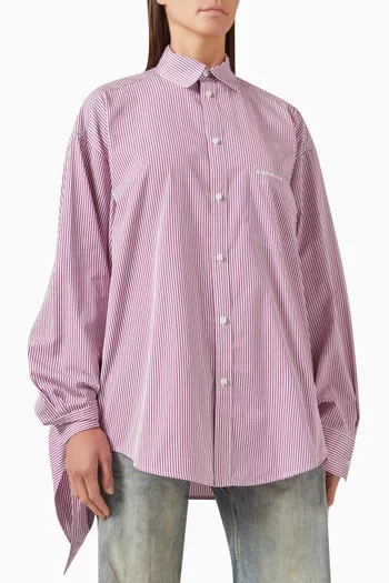 قميص بأساور بعقدة قطن بوبلين