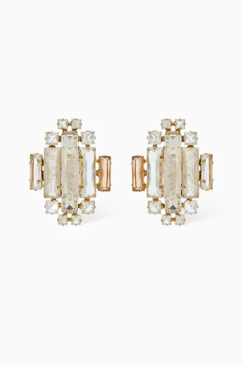 Crystal Medallion Clip-on Earrings