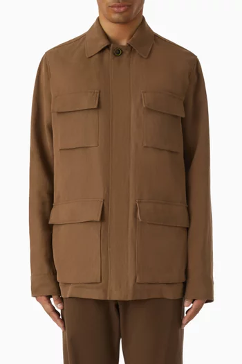 قميص بنمط جاكيت ساهاريان كتان