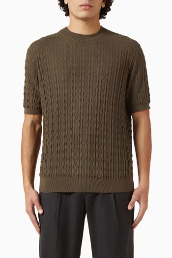 تي شيرت بنقشة أرغايل قطن منسوج