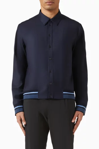 قميص بنمط جاكيت مخطط من مزيج صوف