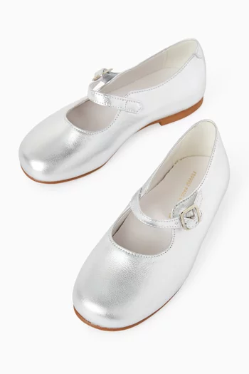 Mary Jane Shoes in Metallic Leather