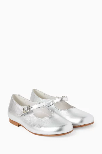 Mary Jane Shoes in Metallic Leather