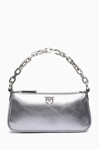 حقيبة ميني بتصميم مستطيل نصف دائري شمواه لامع