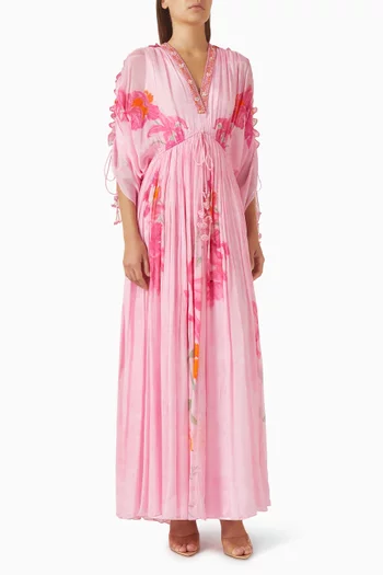 Floral-print Drawstring Maxi Dress