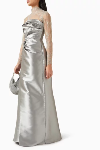 Vincennes Dress in Satin & Lace