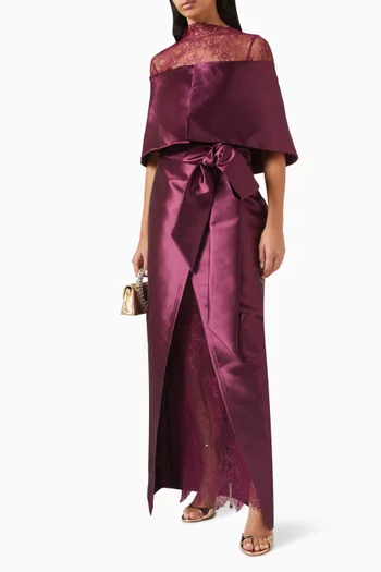 Agnes Dress in Satin & Lace