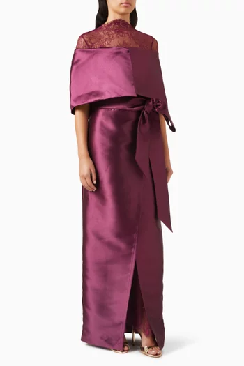 Agnes Dress in Satin & Lace