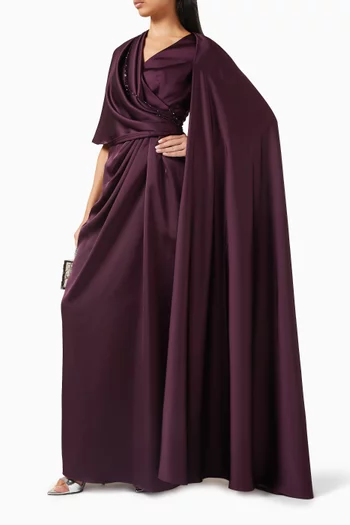 Marjorie Draped Dress in Satin & Crepe
