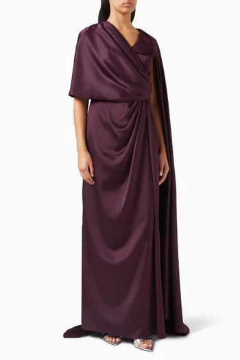 Marjorie Draped Dress in Satin & Crepe