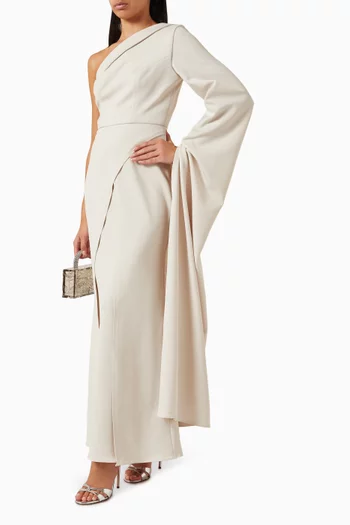 Monarch Asymmetrical Maxi Dress in Crepe