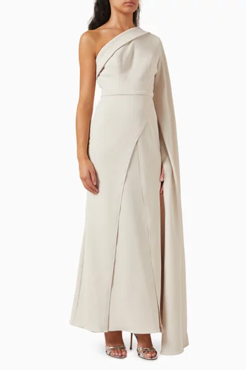 Monarch Asymmetrical Maxi Dress in Crepe